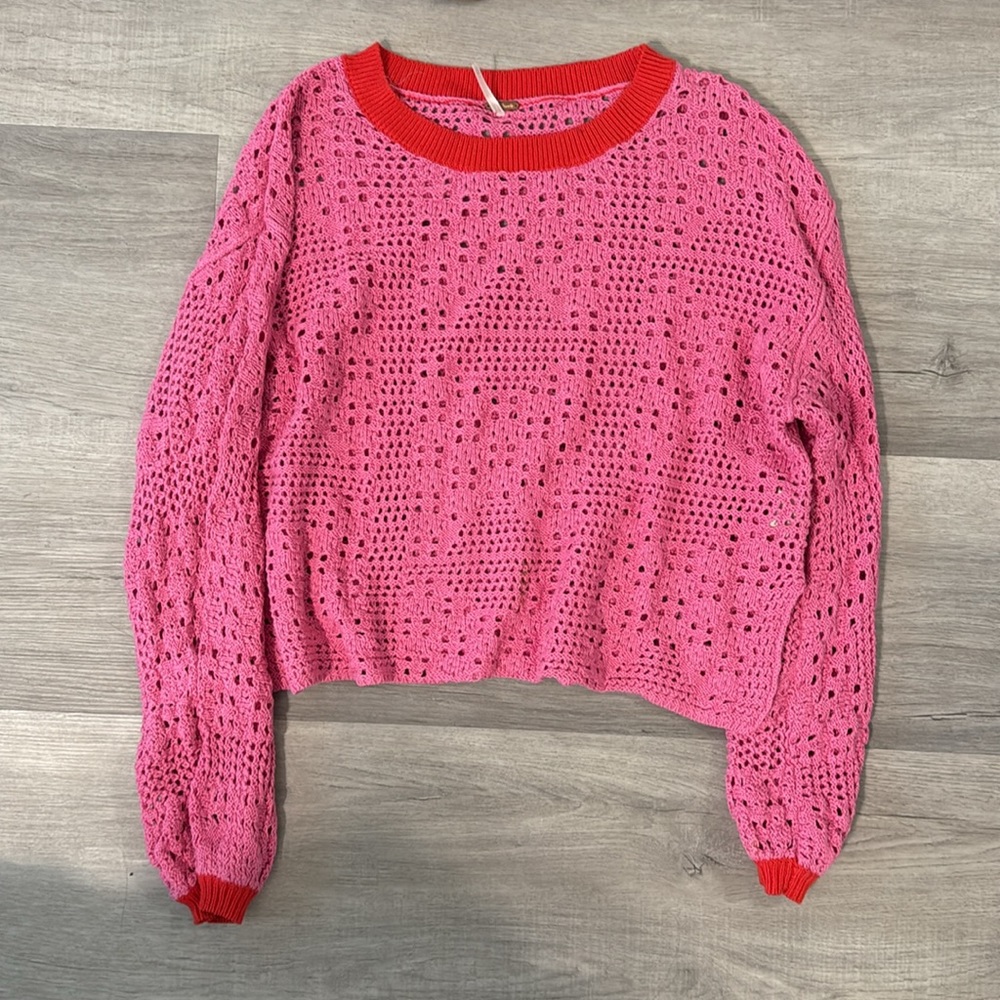 ❤️ Free People Home Run Crochet Cropped Sweater